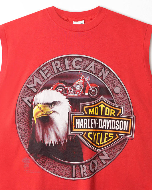 SSI "HARLEY-DAVIDSON AMERICAN IRON" RED SLEEVELESS T-SHIRT