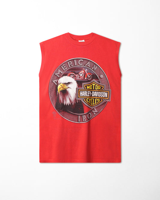 SSI "HARLEY-DAVIDSON AMERICAN IRON" RED SLEEVELESS T-SHIRT