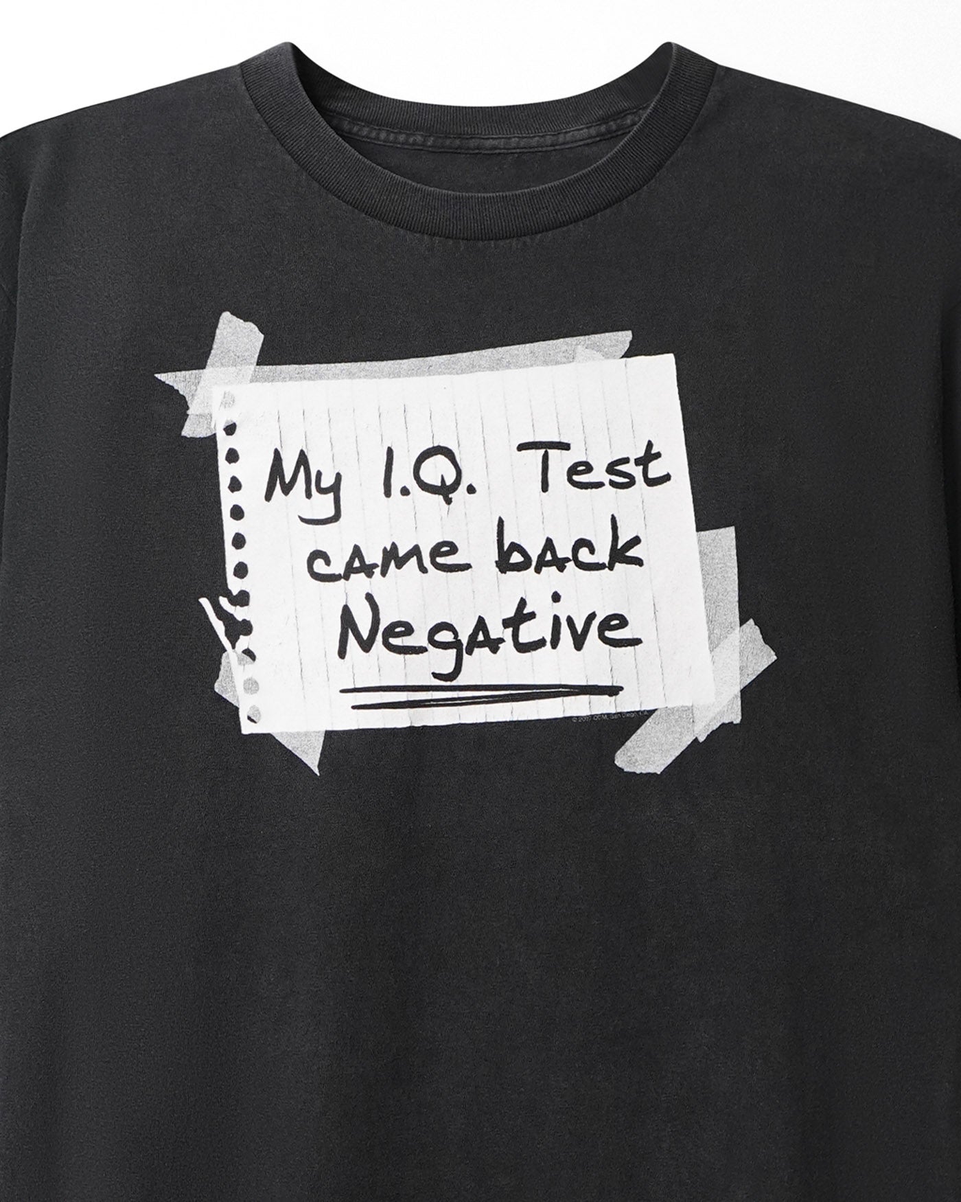 "MY I.Q. TEST" BLACK FADED T-SHIRT