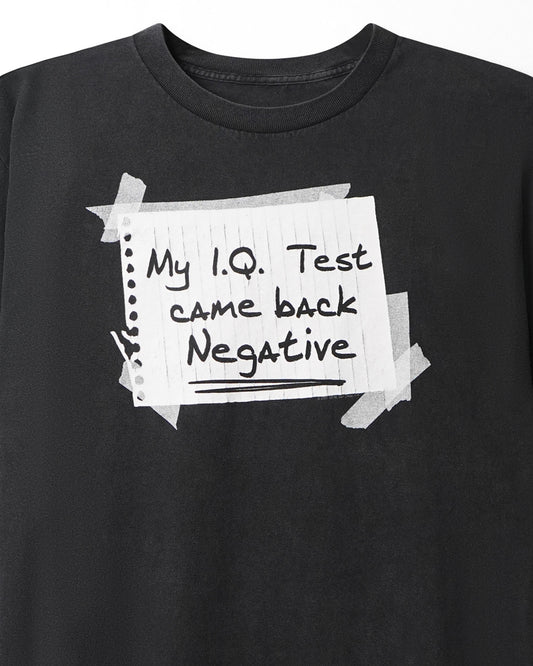 "MY I.Q. TEST" BLACK FADED T-SHIRT