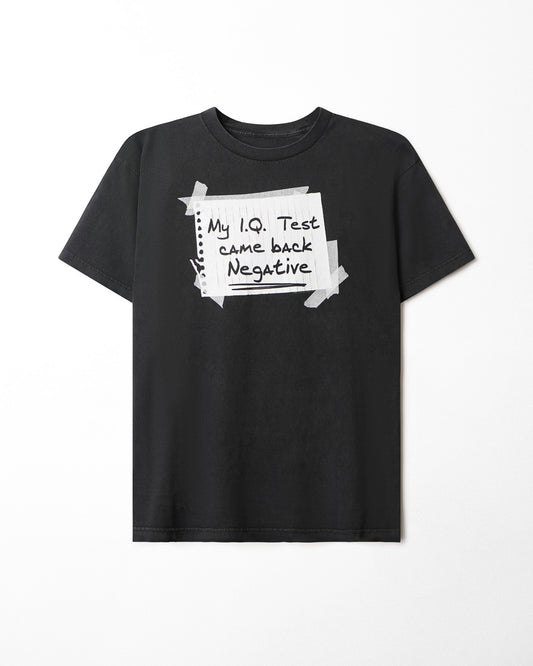 "MY I.Q. TEST" BLACK FADED T-SHIRT