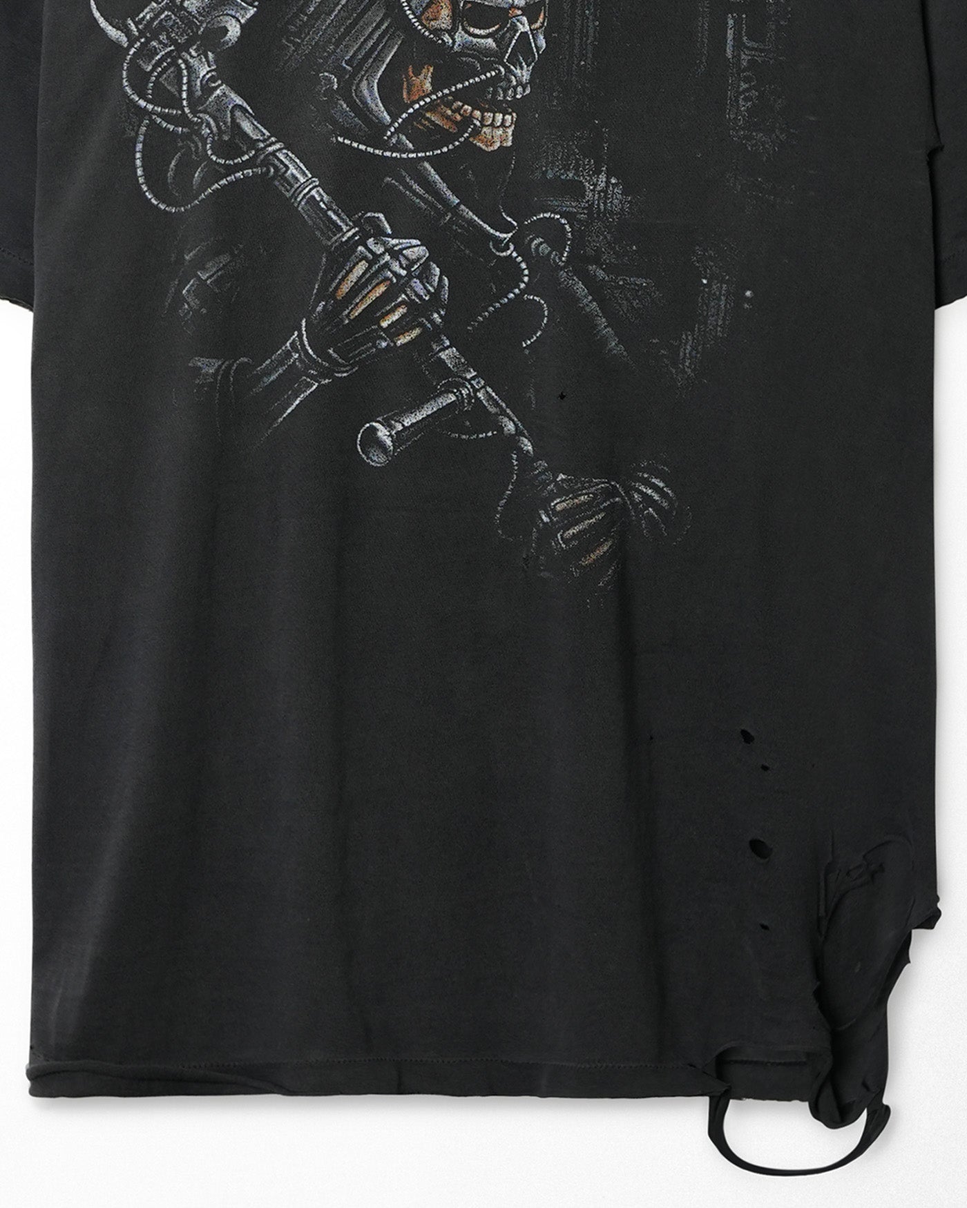 "GRIM REAPER" BLACK FADED DISTRESSED REVERSIBLE T-SHIRT